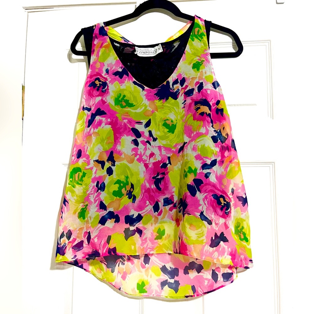 MILLAU Mesh floral bow top sz medium